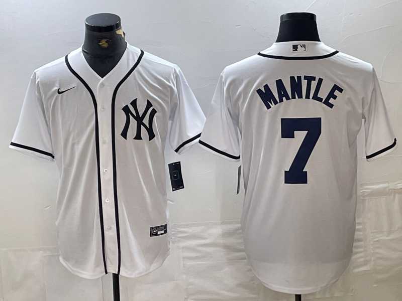 Mens New York Yankees #7 Mickey Mantle White Fashion Cool Base Jersey
